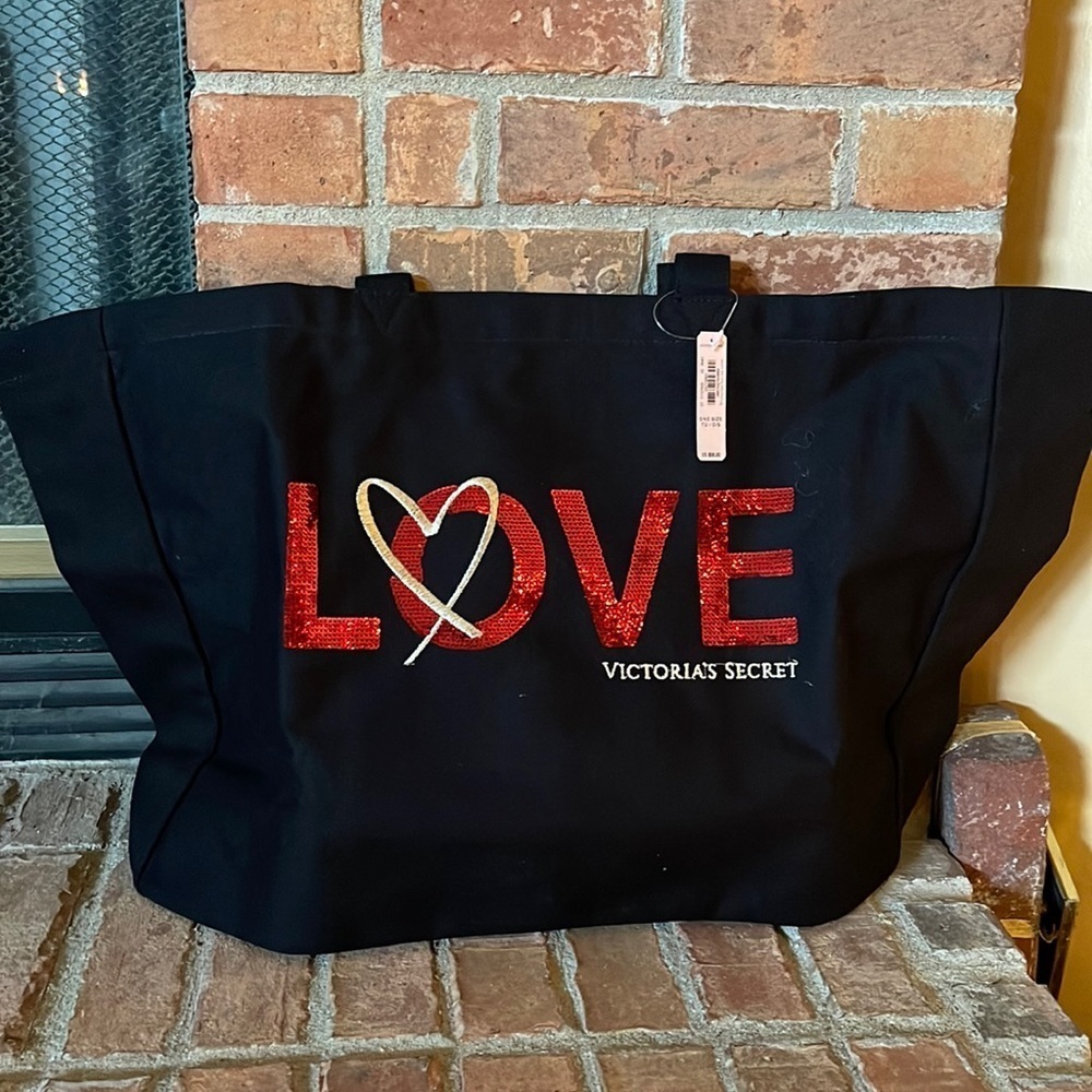 NWT Victoria's Secret Red Sequin LOVE Tote Bag